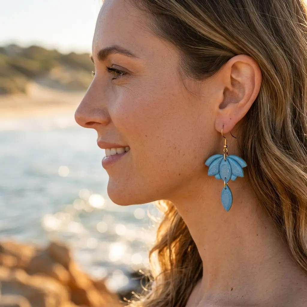 AI Generated Boucles d'oreilles Azuria sur mannequin