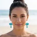 AI Generated Boucles d'oreilles Azuria - Vue de face sur mannequin