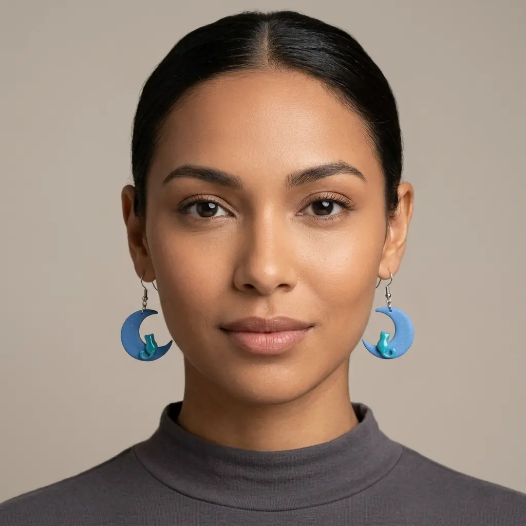 AI Generated Boucles d'oreilles Azuria portées - vue de face
