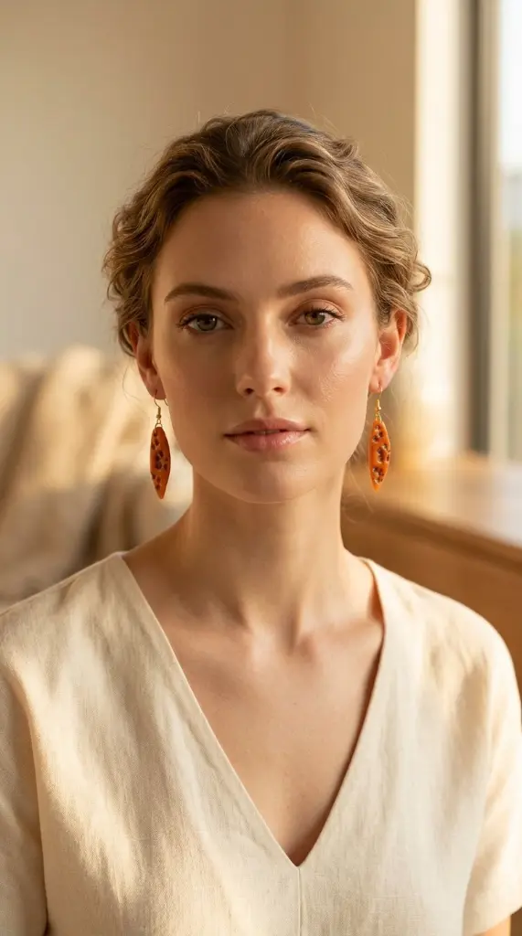 AI Generated Boucles d'oreilles Aurore - Portrait de face