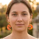 AI Generated Mise en situation Aurore boucles d'oreilles lune - Vue de face portée