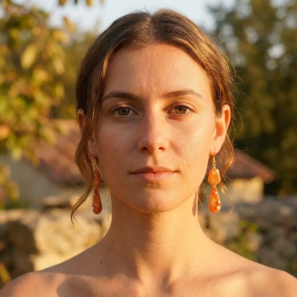 AI Generated Vue de face boucles d'oreilles Aurore - Golden Hour