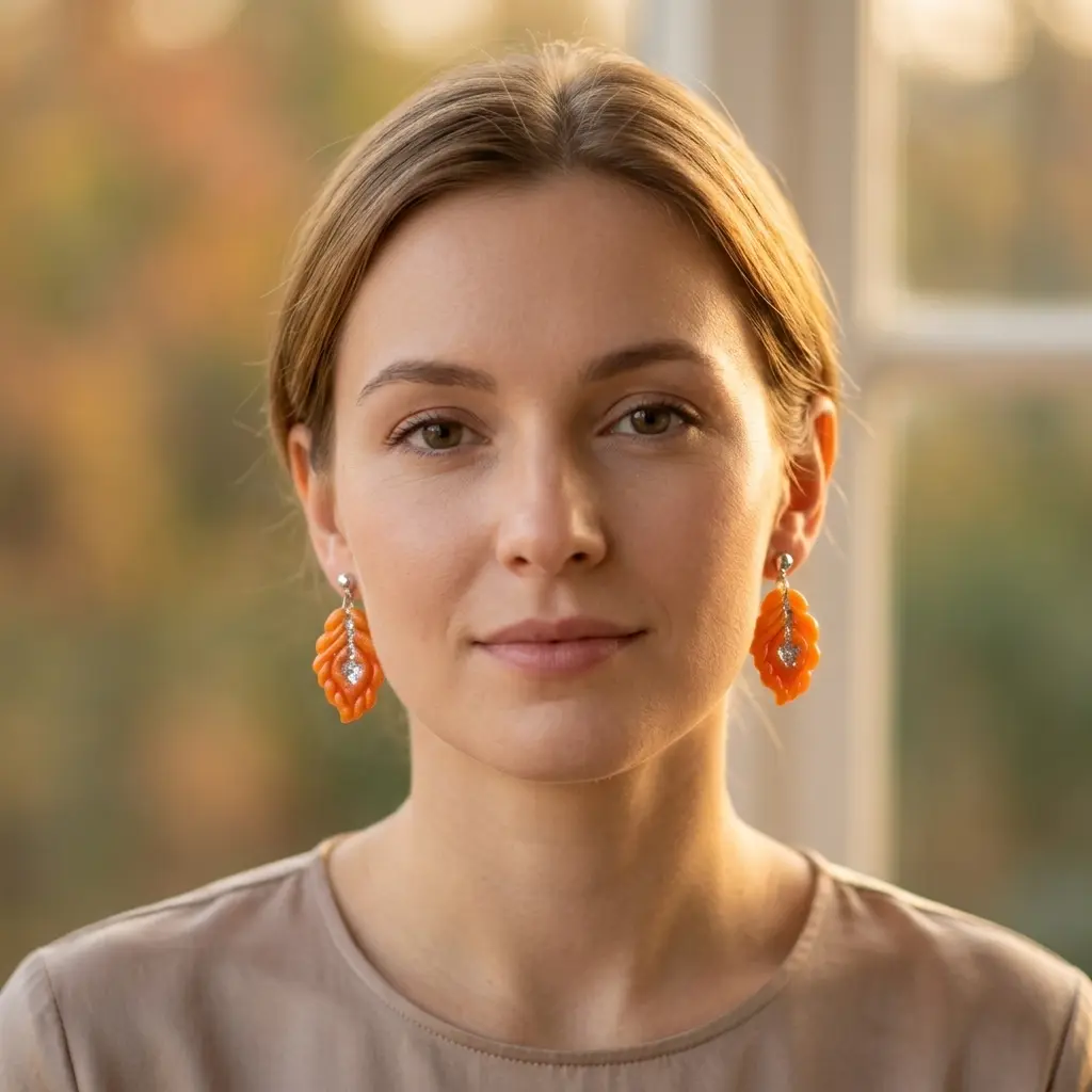 AI Generated Boucles d'oreilles Aurore - Vue de face sur mannequin