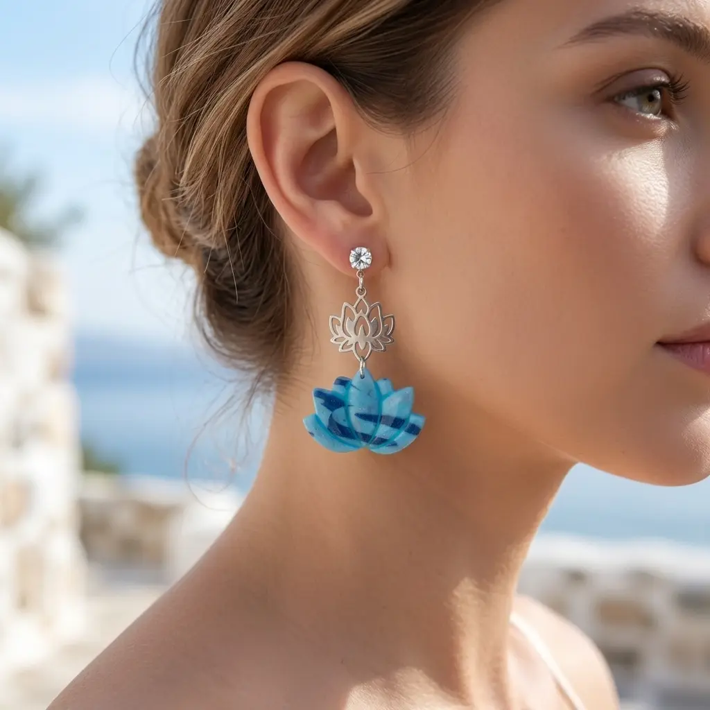 AI Generated Boucles d'oreilles Azuria - Portées par un mannequin