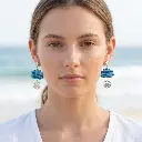 AI Generated Boucles d'oreilles Azuria - Lotus en bas sur mannequin