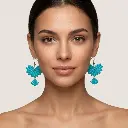 AI Generated Vue de face des boucles d'oreilles Azuria sur mannequin