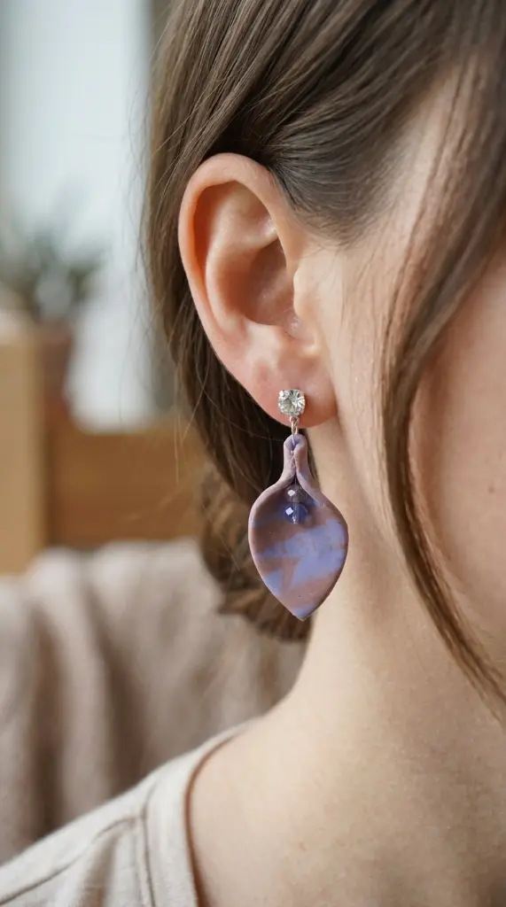 AI Generated Boucles d'oreilles Violetta portées par un mannequin