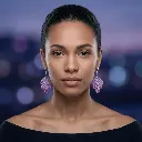 AI Generated Boucles d'oreilles Violetta - Vue de face sur mannequin