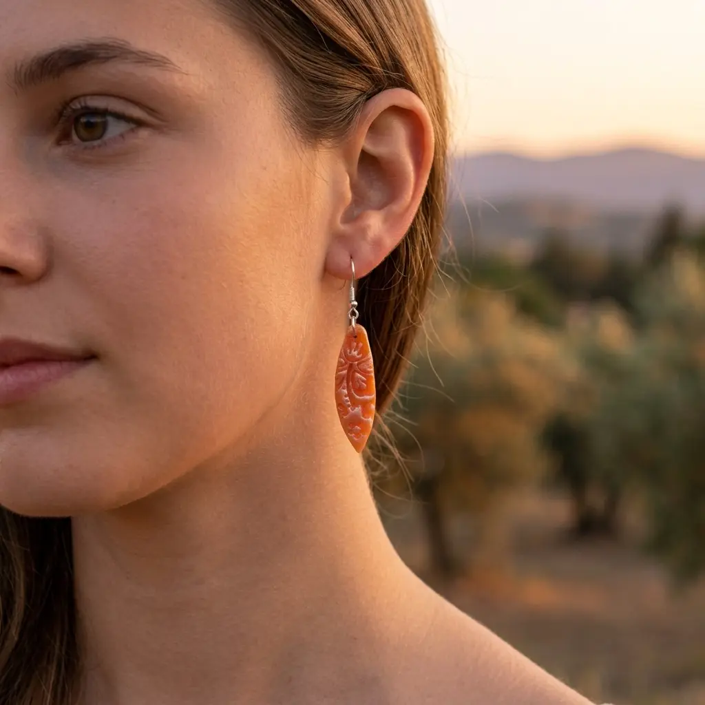 AI Generated Boucles d'oreilles Aurore sur mannequin