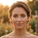 AI Generated Boucles d'oreilles Aurore vue de face sur mannequin