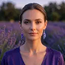 AI Generated Vue de face des boucles d'oreilles Violetta portées