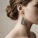 AI Generated Boucles d'oreilles Nébuleuse portées sur mannequin