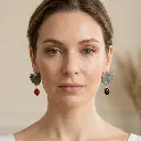 AI Generated Boucles d'oreilles Nébuleuse vue de face sur mannequin