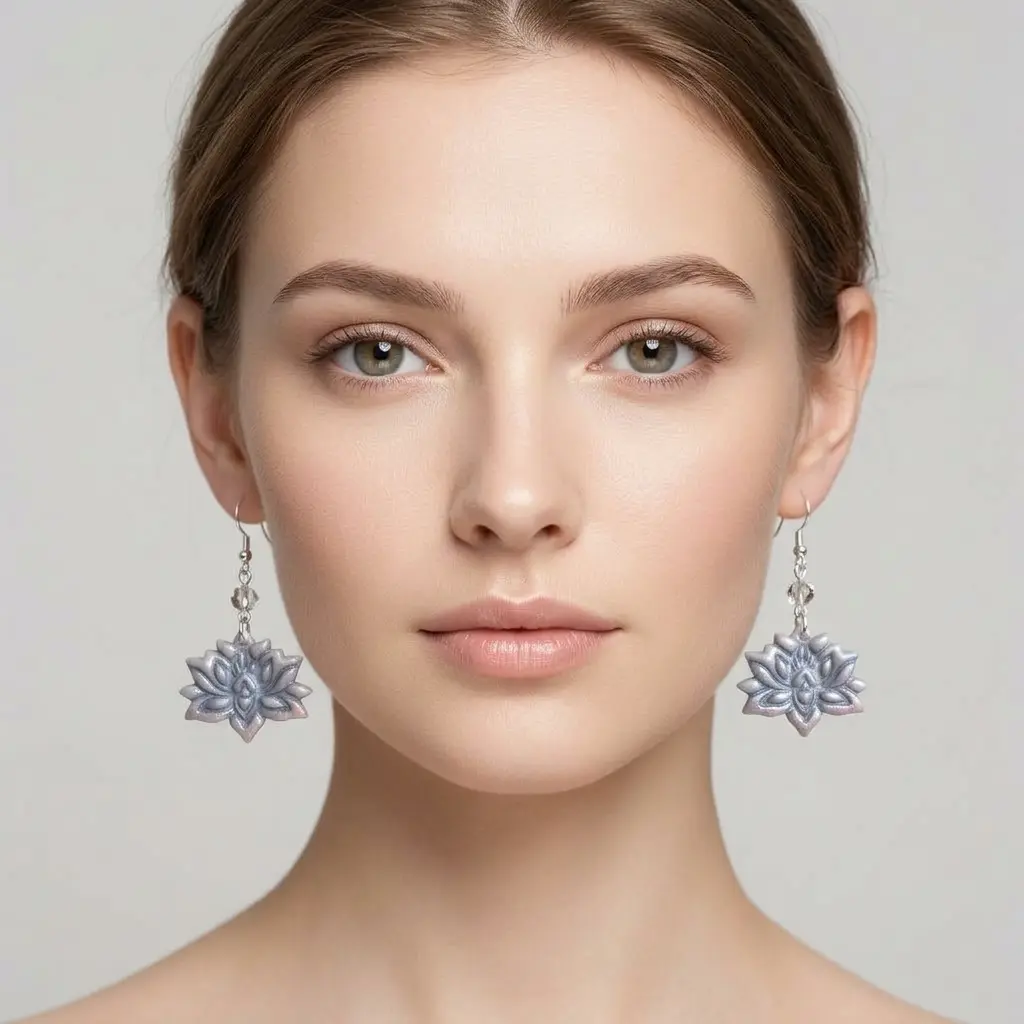 AI Generated Boucles d'oreilles Nébuleuse portées de face