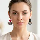 AI Generated Vue de face lumineuse des boucles d'oreilles Nébuleuse sur mannequin