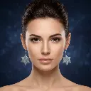 AI Generated Vue de face boucles d'oreilles Nébuleuse sur mannequin