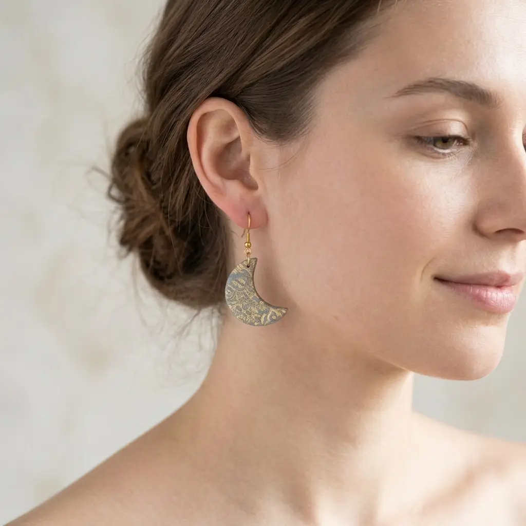 AI Generated Boucles d'oreilles Nébuleuse portées par un mannequin