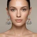 AI Generated Gros plan de face des boucles d'oreilles Nébuleuse portées