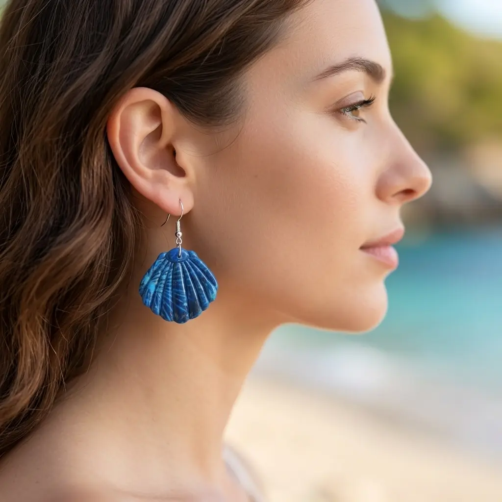 AI Generated Boucles d'oreilles Azuria portées par un mannequin