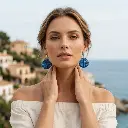 AI Generated Boucles d'oreilles Azuria - Vue de face sur mannequin