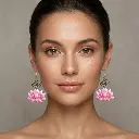 AI Generated Vue de face boucles d'oreilles Rosaline portées