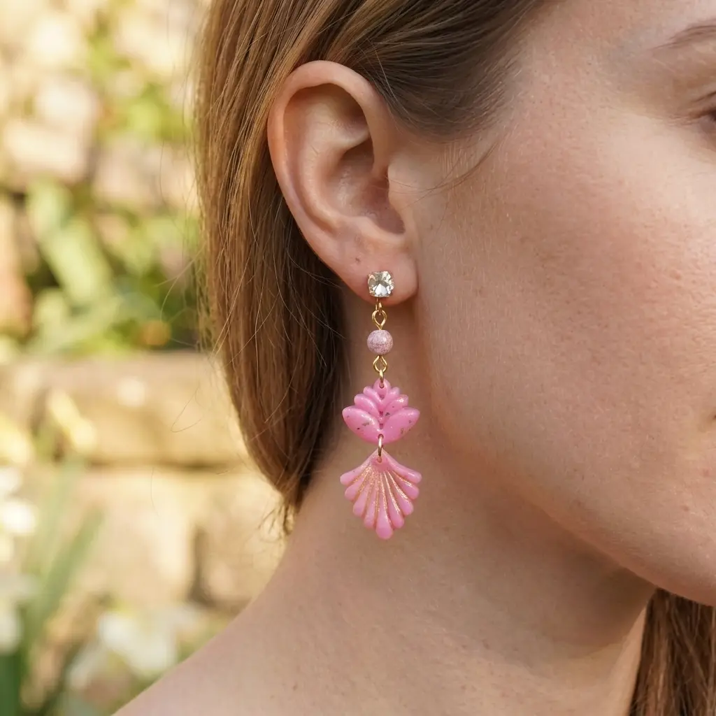 AI Generated Boucles d'oreilles Rosaline sur mannequin