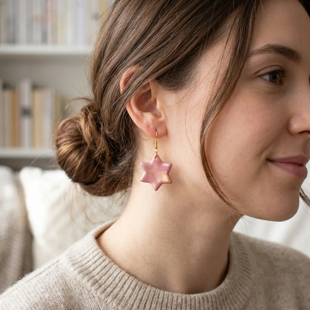 AI Generated Mise en situation boucles d'oreilles Rosaline