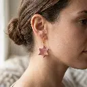 AI Generated Boucles d'oreilles Rosaline portées par un mannequin