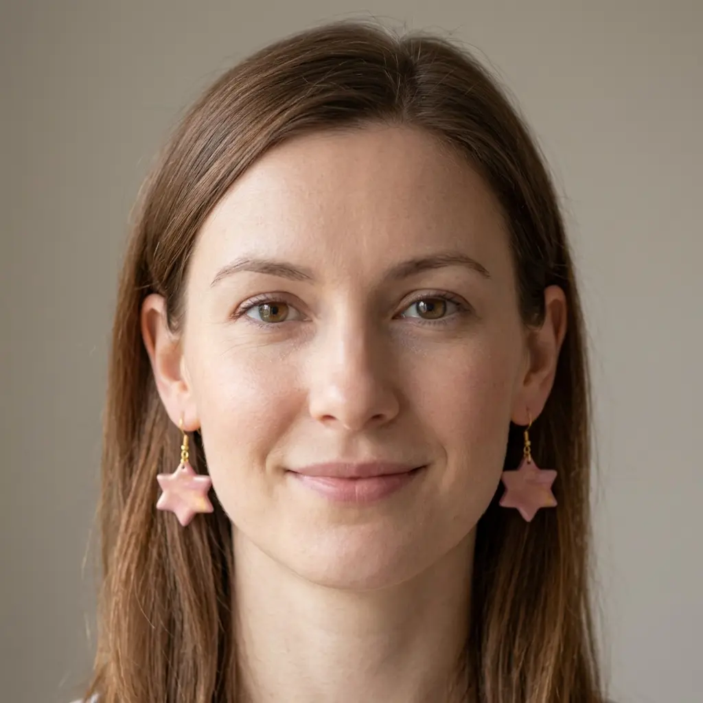 AI Generated Boucles d'oreilles Rosaline vue de face sur mannequin
