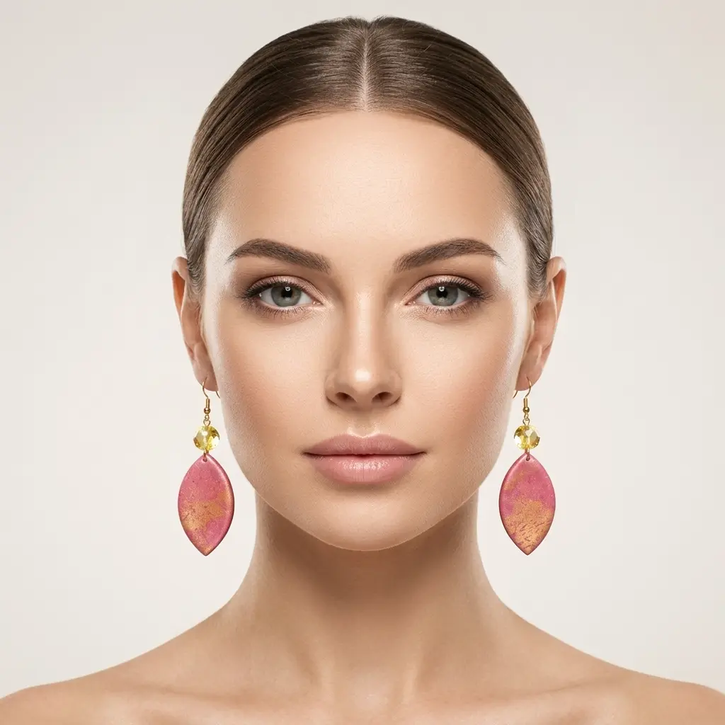 AI Generated Boucles d'oreilles Rubis vue de face