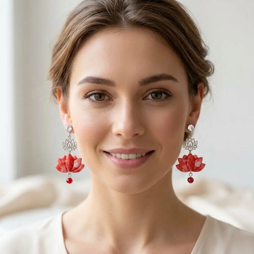 AI Generated Boucles d'oreilles Rubis - Vue de face