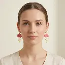 AI Generated Boucles d'oreilles Rubis - Vue de face sur mannequin