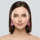 AI Generated Boucles d'oreilles Rubis - Vue de face sur mannequin