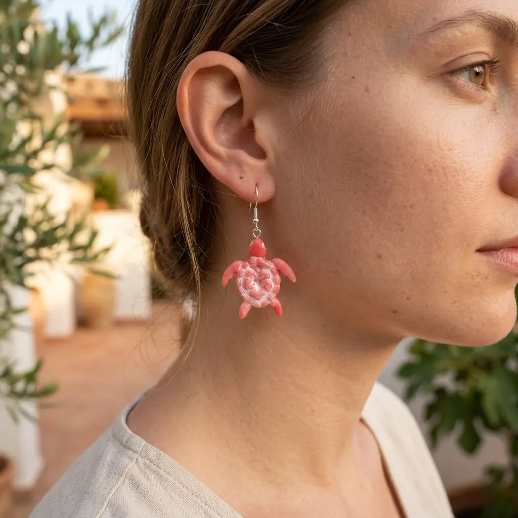 AI Generated Mise en situation boucles d'oreilles Rubis sur mannequin
