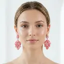 AI Generated Boucles d'oreilles Rubis - Vue de face sur mannequin humain