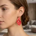 AI Generated Boucles d'oreilles Rubis portées par un mannequin