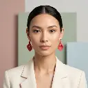 AI Generated Vue de face des boucles d'oreilles Rubis sur mannequin