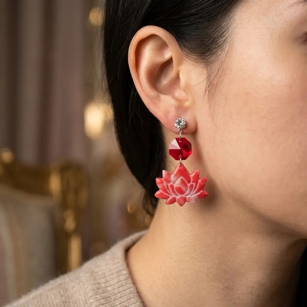 AI Generated Mise en valeur élégante des boucles d'oreilles Rubis