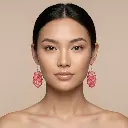AI Generated Portrait de face - Boucles d'oreilles Rubis portées
