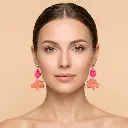 AI Generated Vue de face - Boucles d'oreilles Rubis sur mannequin
