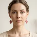 AI Generated Vue de face boucles d'oreilles Rubis sur mannequin