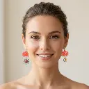 AI Generated Boucles d'oreilles Rubis portées de face