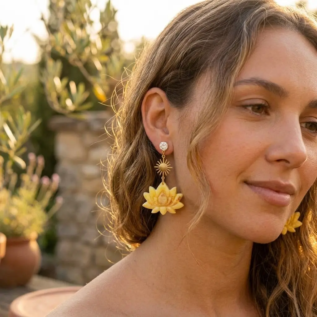 AI Generated Boucles d'oreilles Soléia sur mannequin humain