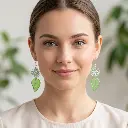 AI Generated Boucles d'oreilles Verdoyantes - Vue de face sur mannequin