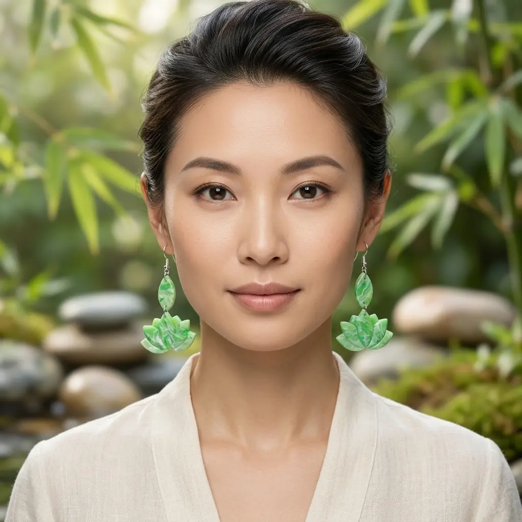 AI Generated Boucles d'oreilles Verdoyantes vue de face