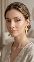AI Generated Boucles d'oreilles Soléia portées par un mannequin - vue de face