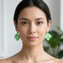 AI Generated Boucles d'oreilles Verdoyantes - Vue de face mannequin