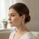 AI Generated Mise en situation boucles d'oreilles fleurs multiples sur chaîne