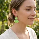 AI Generated Boucles d'oreilles Verdoyantes portées par un mannequin