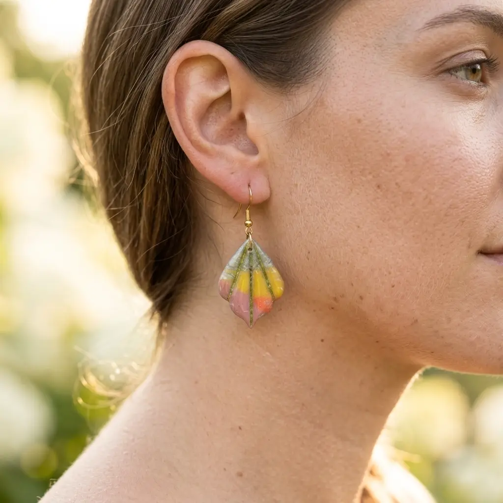 AI Generated Boucles d'oreilles Marbéla portées par un mannequin